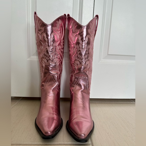 Billini Shoes Billini Cowboy Boots In Metallic Pink Poshmark